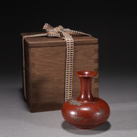 Purple Clay Carved Pine Tree and Crane Pattern Vase