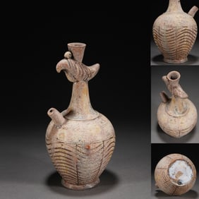 Pottery Carved Bird Shape Pot