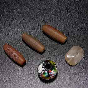 Group of Five Dzi Bead