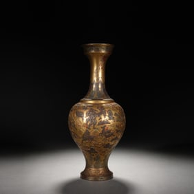 Gilt Silver Carved Character Story and Beast Pattern Vase
