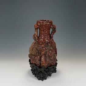 Rosewood Carved Tree Burl Shape Vase