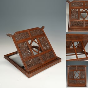 Huanghuali Wood Carved Dragon Pattern Mirror Holder