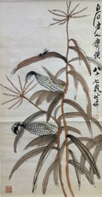 Chinese Drawing Corn Painting,Qi Baishi Mark