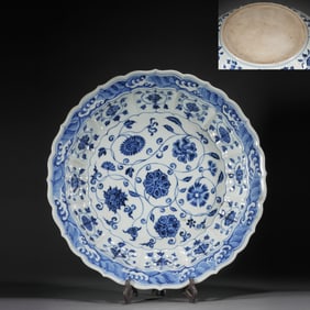 Blue and White Flower Pattern Porcelain Plate