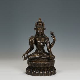 Gilt Bronze Four Armed GuanYin Figure
