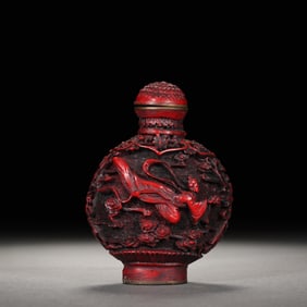 Lacquerware Red Carved Flying Beauty Pattern Snuff Bottle