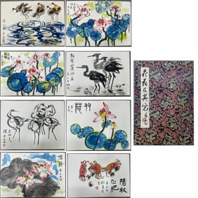 Chinese Drawing Flower and Bird Painting Album,Huang Yongyu Mark