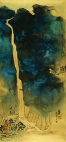 A CHINESE HAND PAINTING WITH THE MARK OF ZHANG DAQIAN