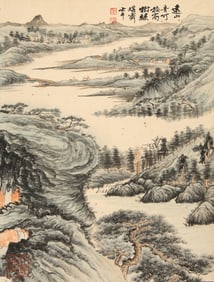A CHINESE HAND PAINTING WITH THE MARK OF ZHANG DAQIAN