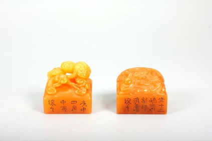 A GROUP OF SHOUSHAN TIANHUANG STONE SEALS