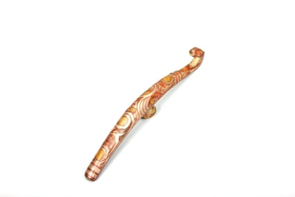 A GOLD AND SILVER-INLAID BRONZE HOOK