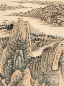 A CHINESE HAND PAINTING WITH THE MARK OF ZHANG DAQIAN