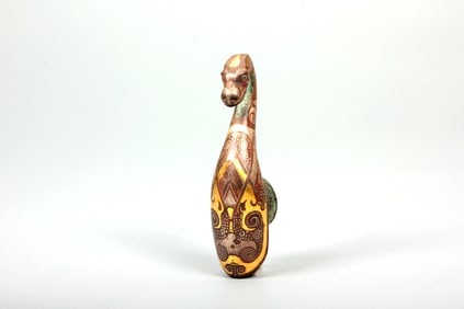 A GOLD-INLAID BRONZE HOOK