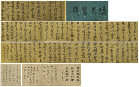 A CHINESE LONG SCROLL HAND PAINTING WITH THE MARK OF HUANG TINGJIAN