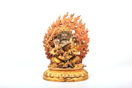 A GILT-BRONZE FIGURE OF SAMBHARA BUDDHA