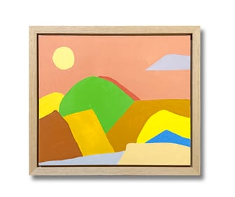 AN OIL PAINTIN ON CANVAS WITH THE MARK OF ETEL ADNAN