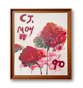 A ACRYLIC PAINTING ON CANVAS WITH THE MARK OF CY TWOMBLY