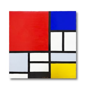 AN OIL PAINTIN ON CANVAS WITH THE MARK OF PIET MONDRIAN