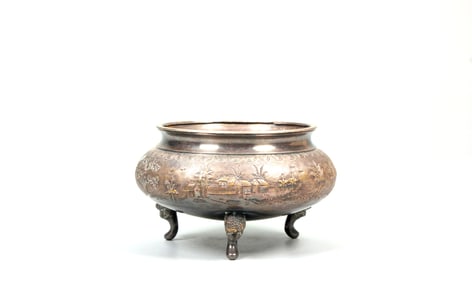 A SILVER 'LANDSCAPE'INCENSE BURNER