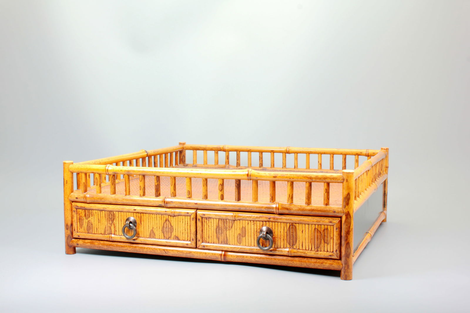 A BAMBOO TEA TABLE: A BAMBOO TEA TABLE H:11.7CM,36.8*368CM