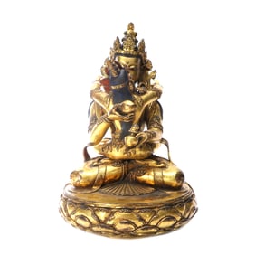 A GILT-BRONZE FIGURE OF YAB-YUM
