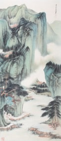 A CHINESE HAND PAINTING WITH THE MARK OF ZHANG DAQIAN