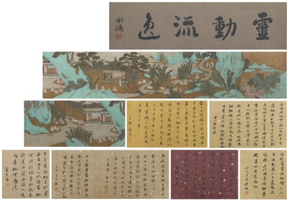 A CHINESE LONG SCROLL HAND PAINTING WITH THE MARK OF LI GONGLIN