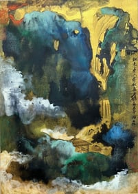 A CHINESE HAND PAINTING WITH THE MARK OF ZHANG DAQIAN