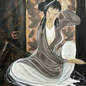 A CHINESE HAND PAINTING WITH THE MARK OF LIN FENGMIAN