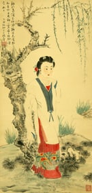 A CHINESE HAND PAINTING WITH THE MARK OF ZHANG DAQIAN