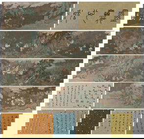 A CHINESE LONG SCROLL HAND PAINTING WITH THE MARK OF LIU SONGNIAN