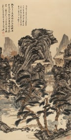 A CHINESE HAND PAINTING WITH THE MARK OF ZHANG DAQIAN