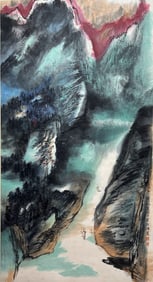A CHINESE HAND PAINTING WITH THE MARK OF HE HAIXIA