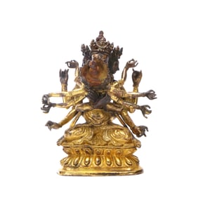 A GILT-BRONZE FIGURE OF YAB-YUM