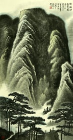 A CHINESE HAND PAINTING WITH THE MARK OF LI KERAN