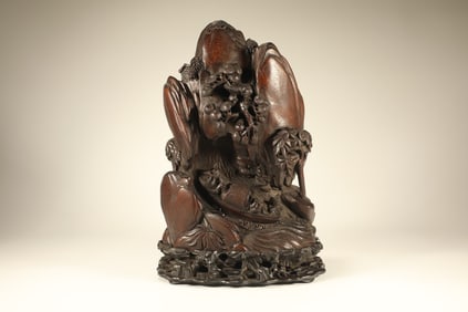 Agarwood Carved Landscape and Character Shape Figure