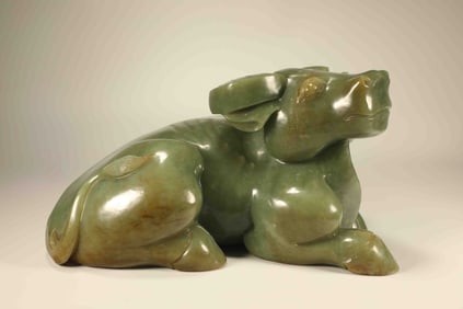 Jade Carved Ox Shape Ornament
