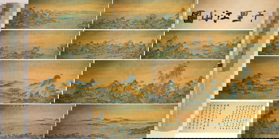 Chinese Drawing Landscape Hand Scroll,Zhang Daqian Mark