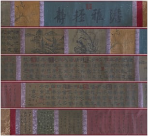 Cao Pi mark, Chinese Calligraphy and Painting Painting, Ink and Color on Paper, Handscroll