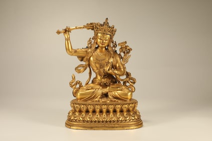 Gilt Bronze Manjushri Figure
