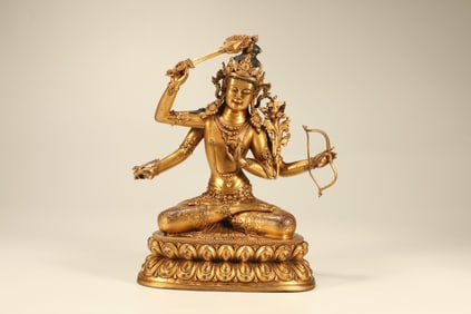Gilt Bronze Four Armed GuanYin Figure