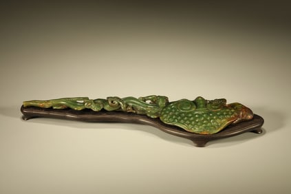 Jasper Jade Carved Reishi Mushroom Shape RuYi Ornament