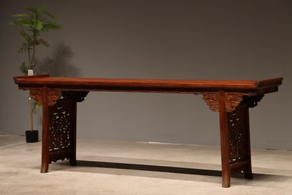 Huanghuali Wood Carved Dragon Pattern Table