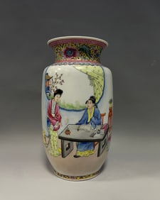 Famille Rose Character Story Pattern Porcelain Vase
