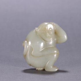 Jade Carved Monkey Shape Ornament