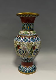 Bronze Cloisonne Carved Flower Pattern Vase