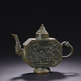 Bronze Carved Character Story Pattern Pot