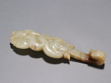 Jade Carved Dragon Shape Belt Hook