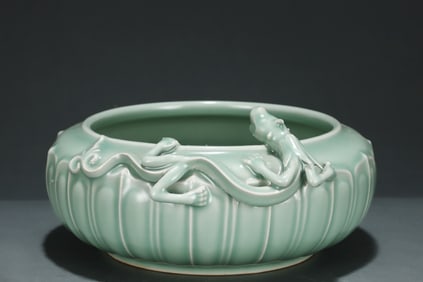 Longquan Ware Carved Dragon Pattern Porcelain Washer