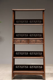 Pair of Huanghuali Wood Carved Dragon Pattern Cabinet